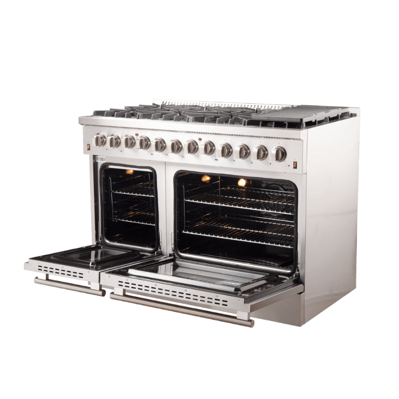 FORNO Galiano 48" 6.58 cu. ft. Dual Fuel Range with 8 Sealed Burners and Griddle