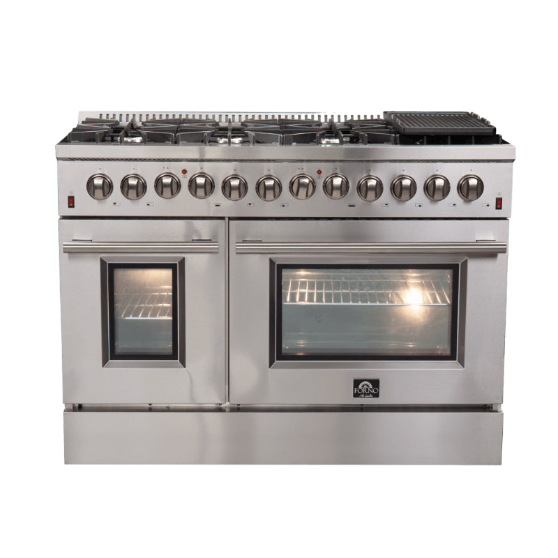 FORNO Galiano 48" 6.58 cu. ft. Dual Fuel Range with 8 Sealed Burners and Griddle