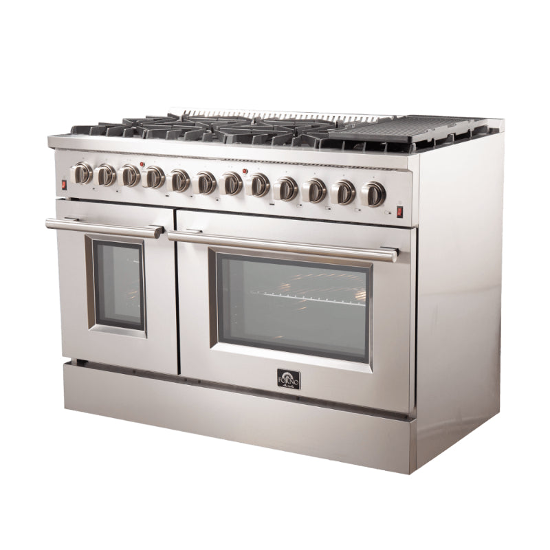 FORNO Galiano 48" 6.58 cu. ft. Dual Fuel Range with 8 Sealed Burners and Griddle