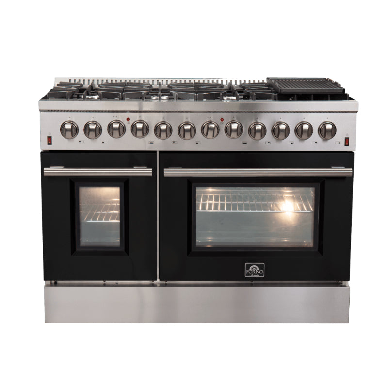 FORNO Galiano 48" 6.58 cu. ft. Dual Fuel Range with 8 Sealed Burners and Griddle