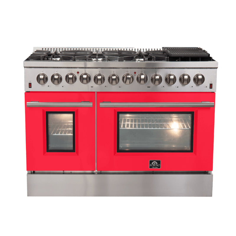 FORNO Galiano 48" 6.58 cu. ft. Dual Fuel Range with 8 Sealed Burners and Griddle