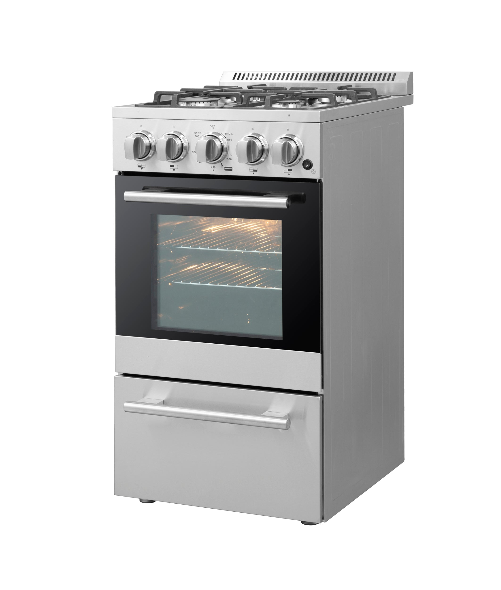 FORNO Lamazze 20" 2.05 cu. ft. Freestanding Gas Range with 4 Sealed Burners in Stainless Steel