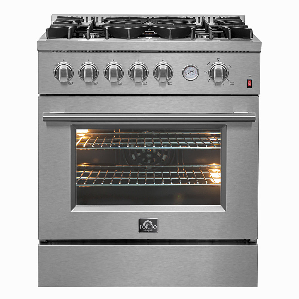 FORNO Giovanni 30" 4.32 cu. ft. Gas Range with 5 Sealed Burners, Air Fry Basket, Wok Support and Griddle