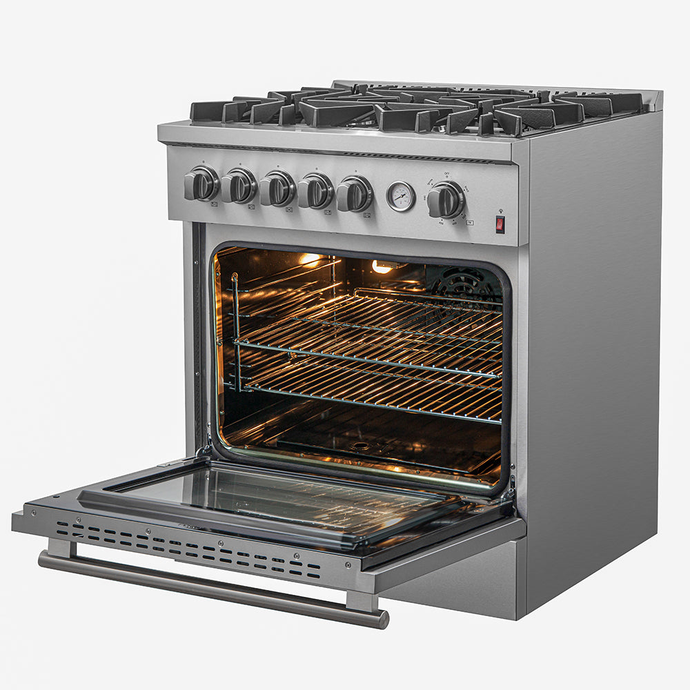 FORNO Giovanni 30" 4.32 cu. ft. Gas Range with 5 Sealed Burners, Air Fry Basket, Wok Support and Griddle