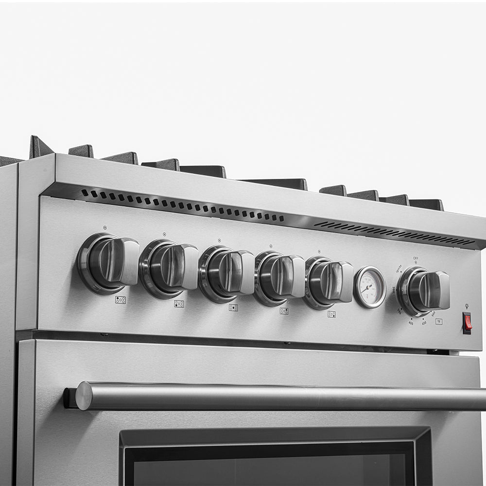 FORNO Giovanni 30" 4.32 cu. ft. Gas Range with 5 Sealed Burners, Air Fry Basket, Wok Support and Griddle