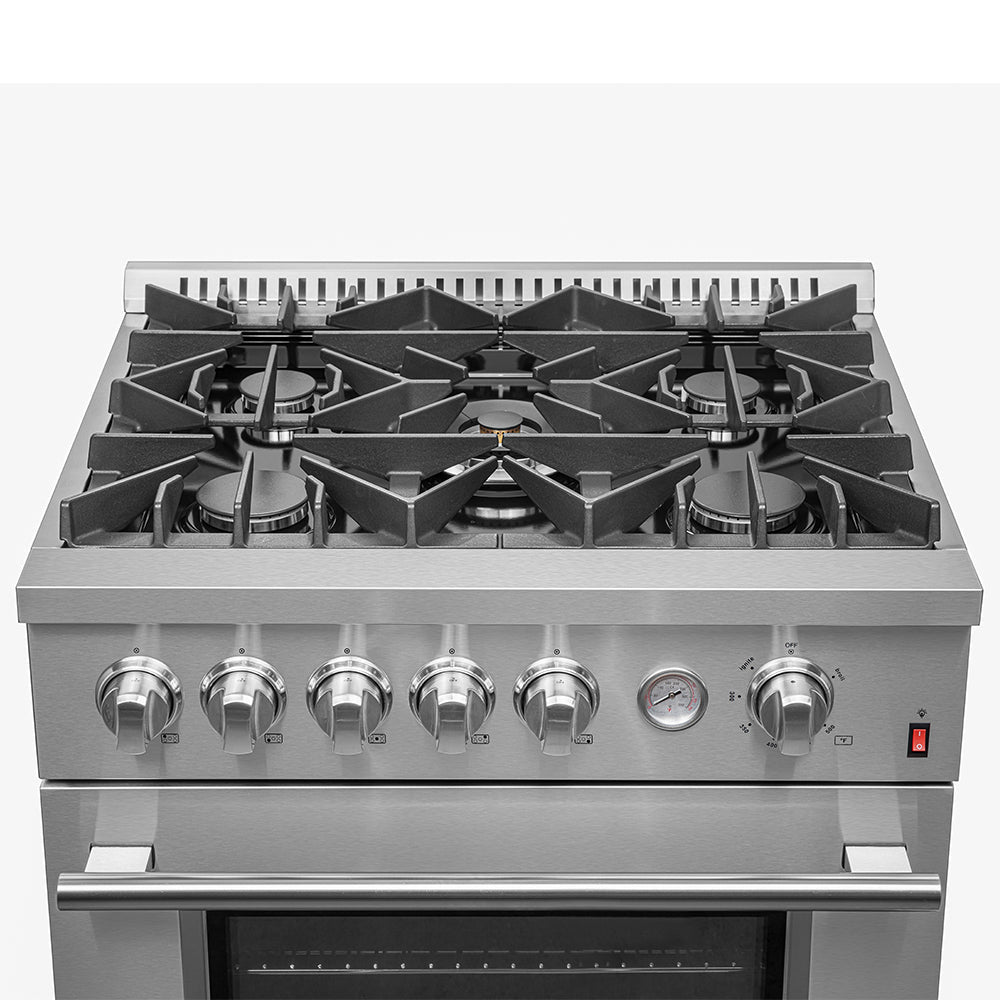 FORNO Giovanni 30" 4.32 cu. ft. Gas Range with 5 Sealed Burners, Air Fry Basket, Wok Support and Griddle