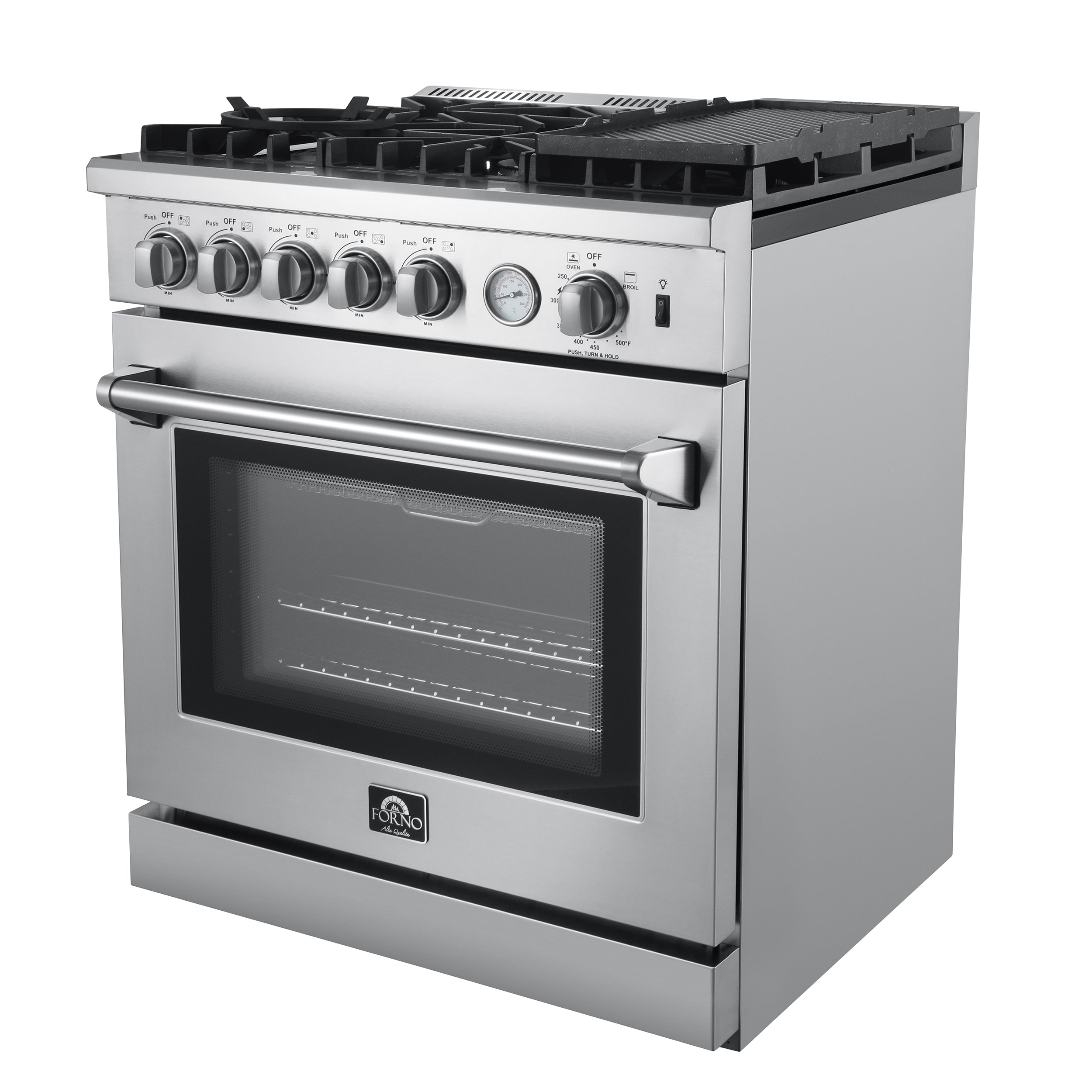 FORNO Lazio 30" 4.3 cu. ft. Gas Range with 5 Sealed Burners, Air Fryer and Griddle