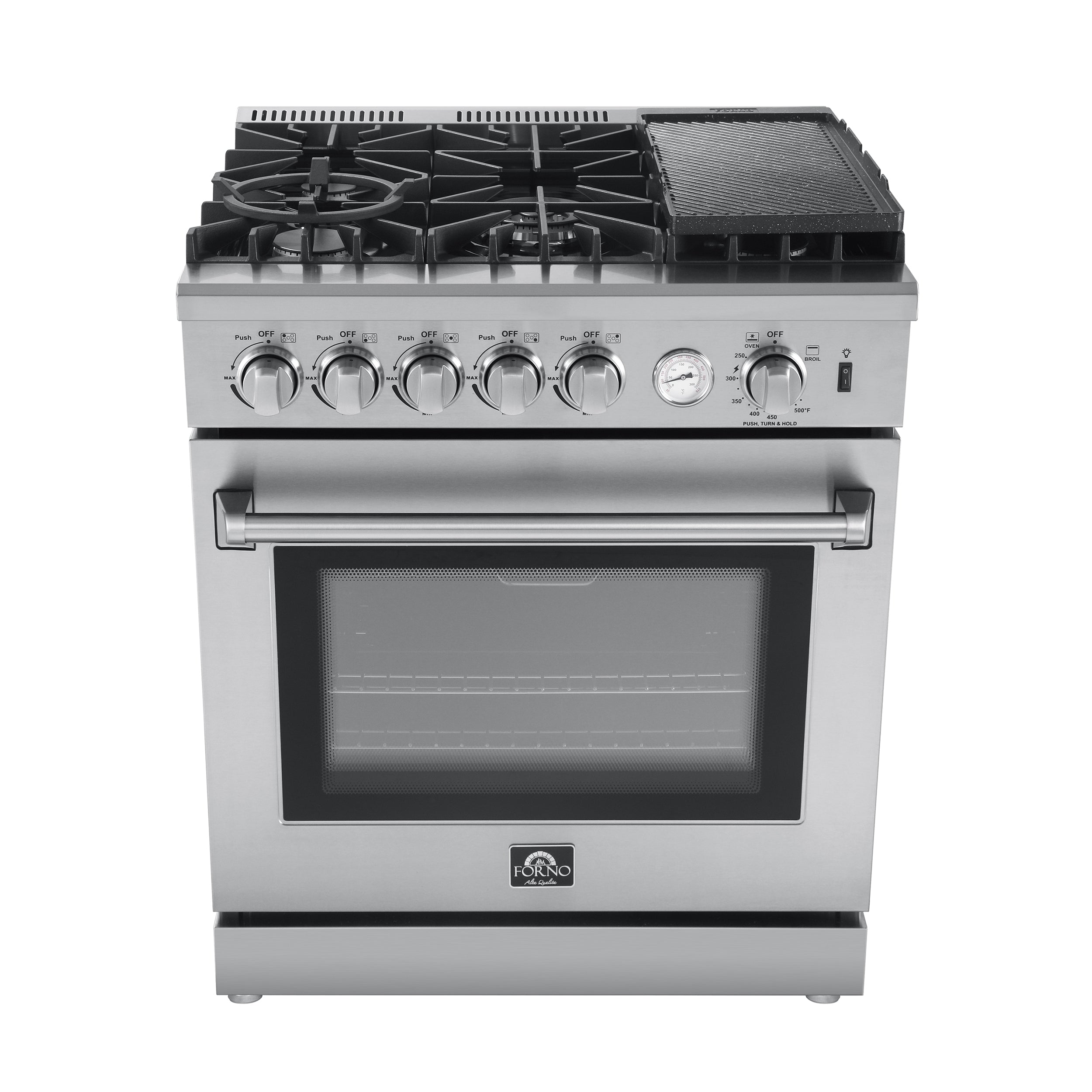 FORNO Lazio 30" 4.3 cu. ft. Gas Range with 5 Sealed Burners, Air Fryer and Griddle