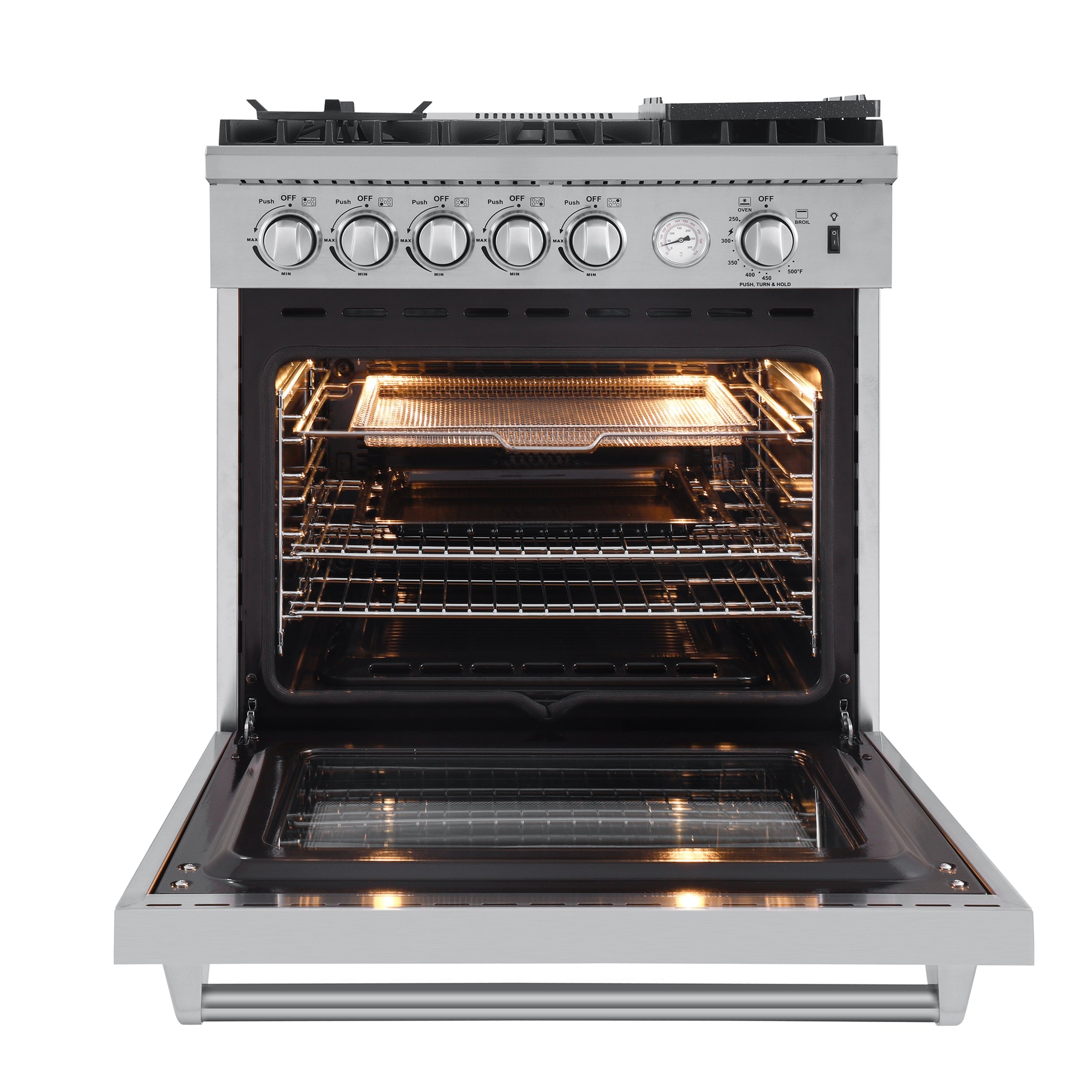 FORNO Lazio 30" 4.3 cu. ft. Gas Range with 5 Sealed Burners, Air Fryer and Griddle