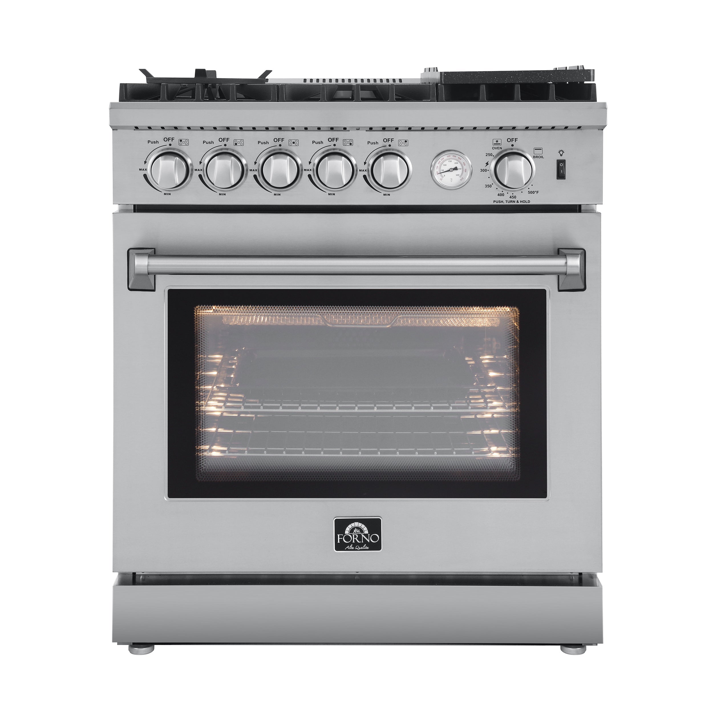 FORNO Lazio 30" 4.3 cu. ft. Gas Range with 5 Sealed Burners, Air Fryer and Griddle