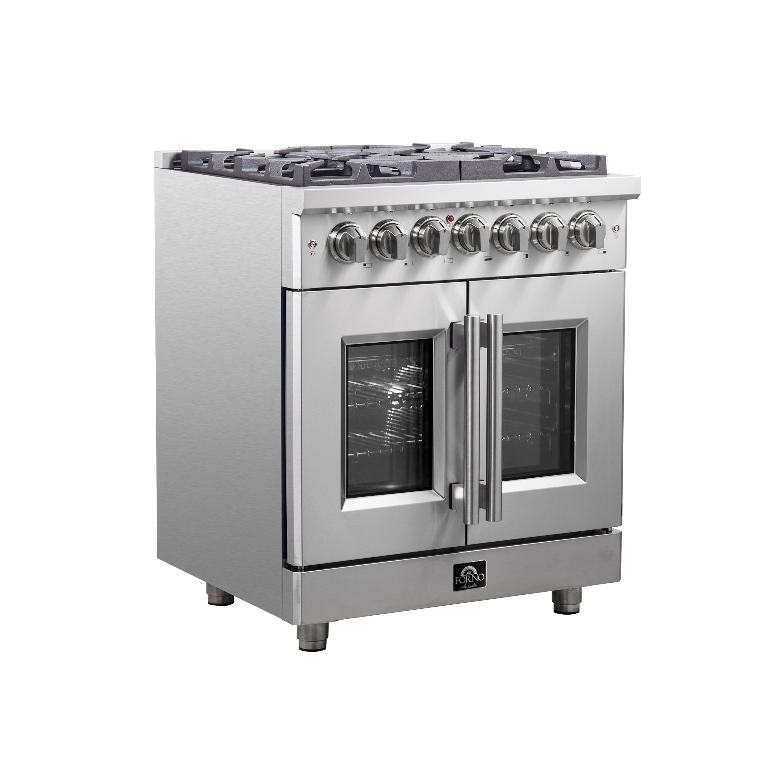 FORNO Massimo 30″ 4.32 cu. ft. Freestanding French Door Dual Fuel Range with 5 Burners