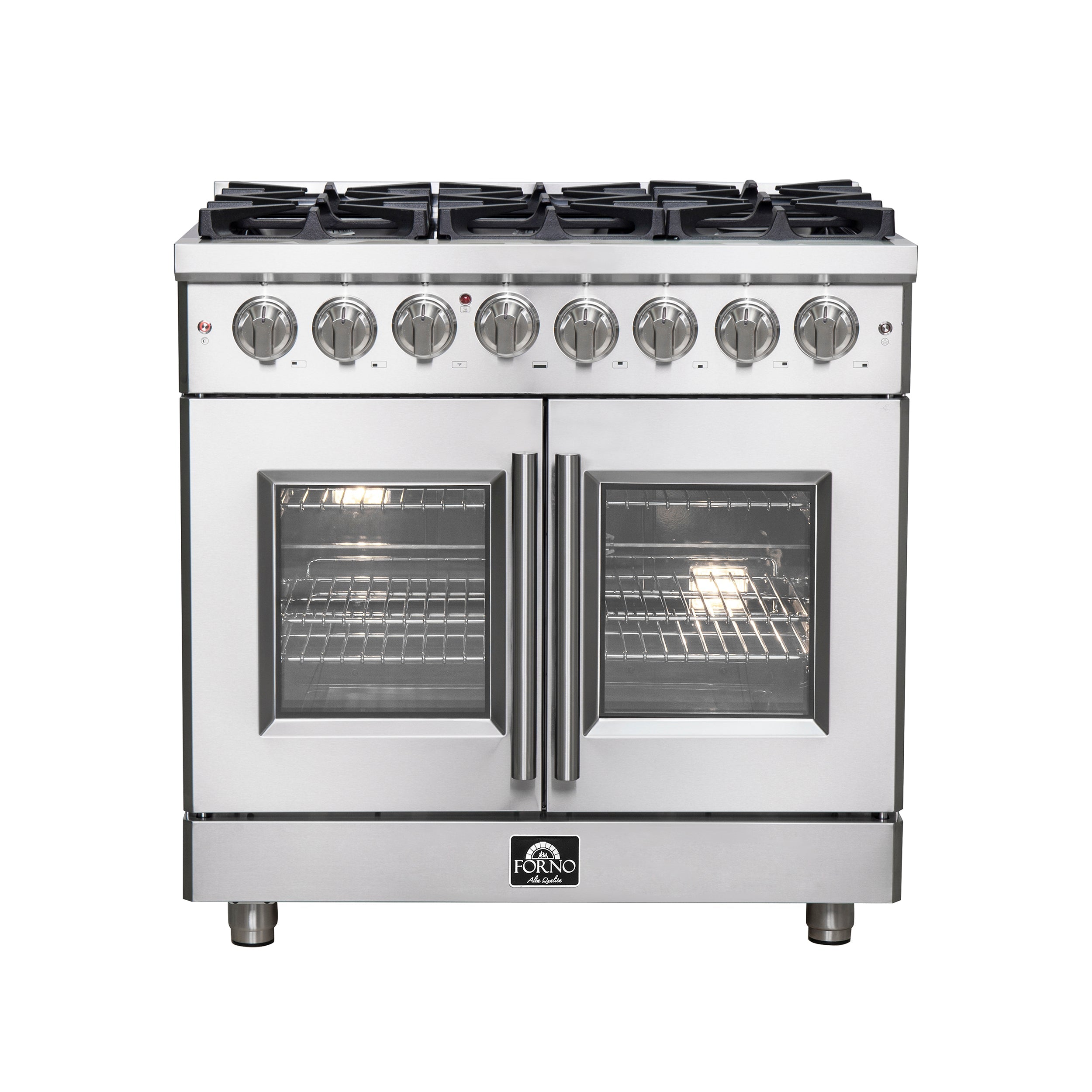 FORNO Massimo 36" 5.36 cu. ft. Freestanding French Door Dual Fuel Range with 6 Burners