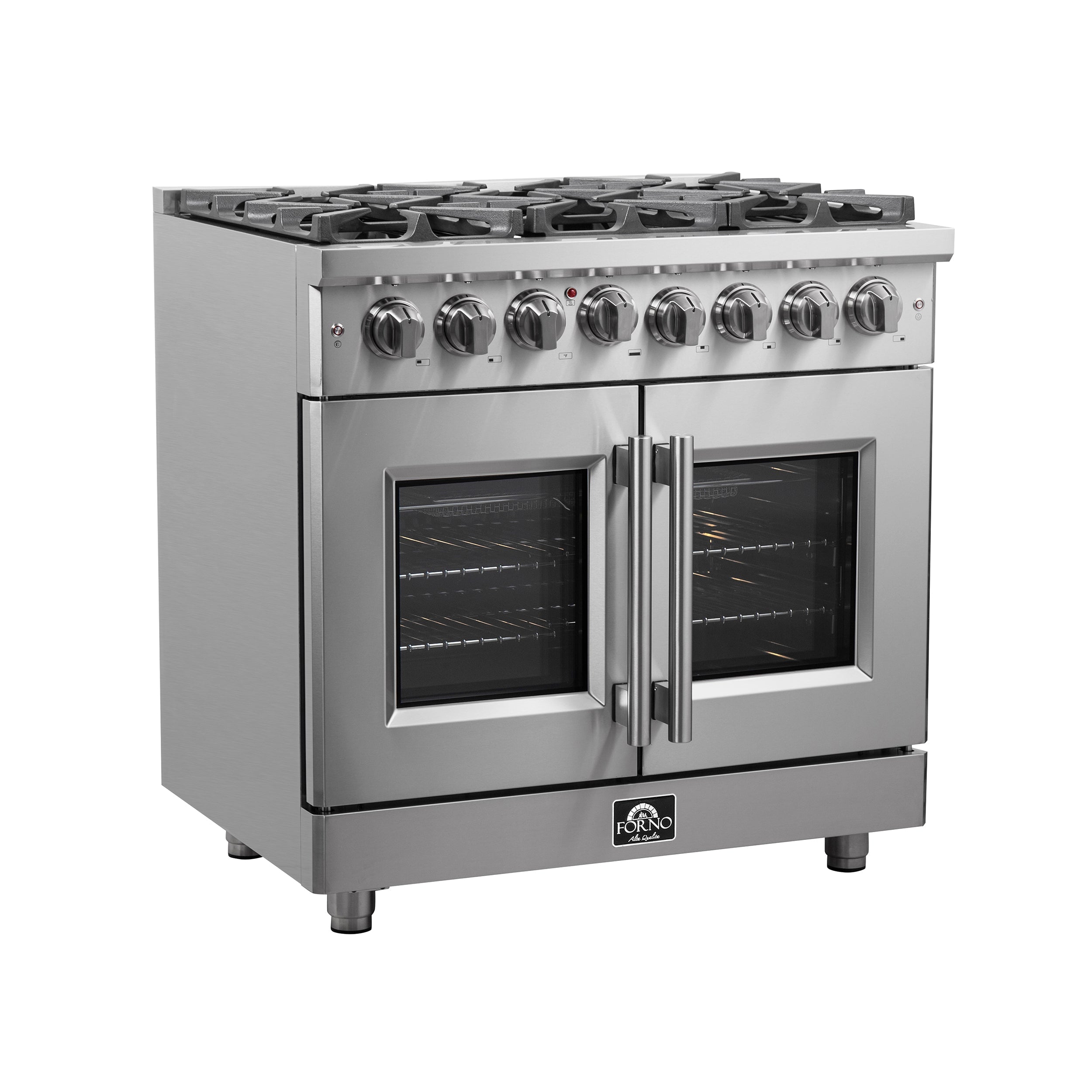 FORNO Massimo 36" 5.36 cu. ft. Freestanding French Door Dual Fuel Range with 6 Burners