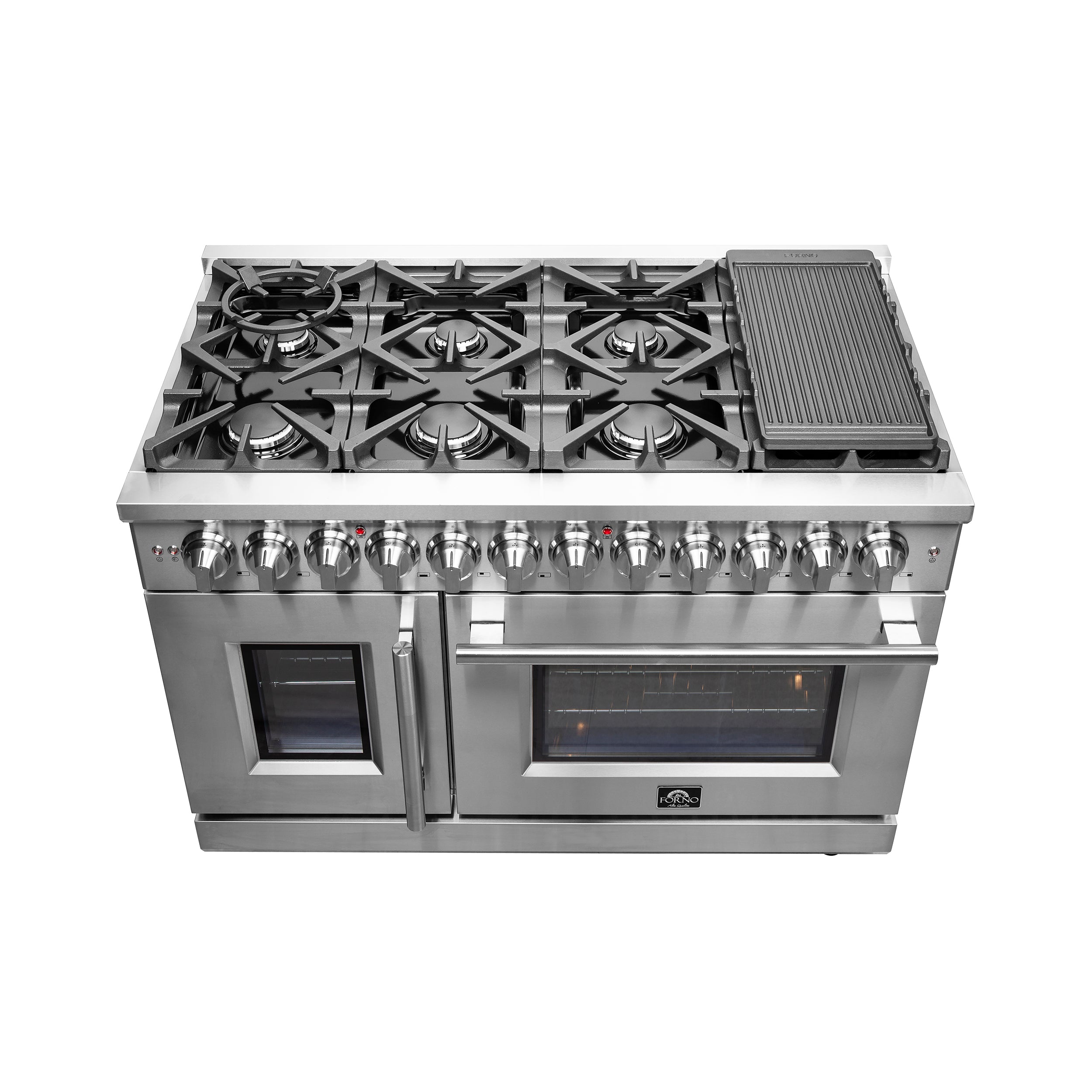 FORNO Massimo 48″ Freestanding French Door Dual Fuel Range with 8 Burners