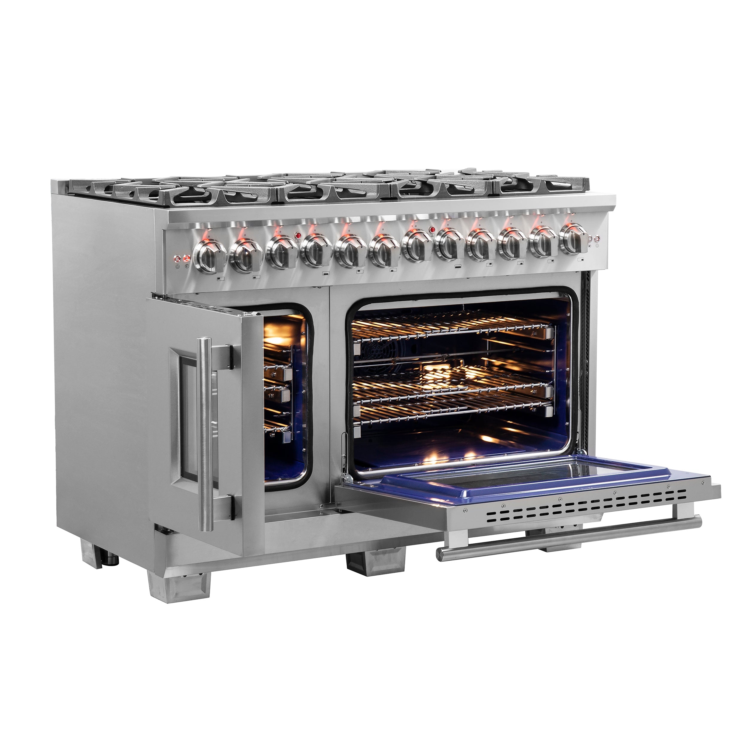 FORNO Capriasca 48" 6.58 cu. ft. Dual Fuel Range with French Door and 8 Sealed Burners