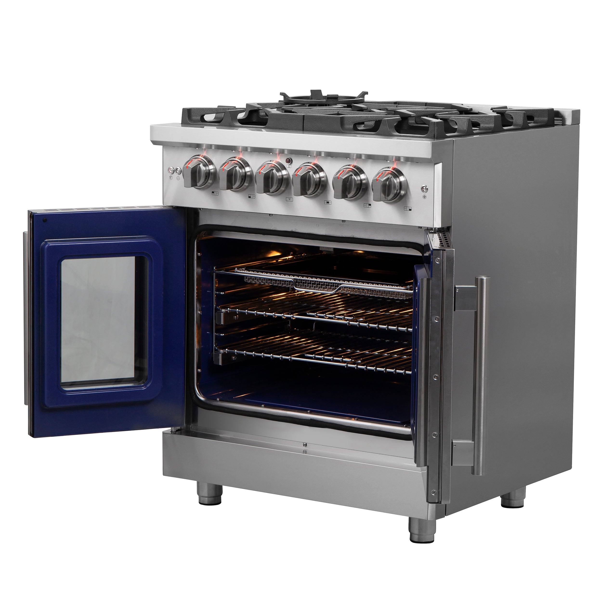 FORNO Massimo 30″ 4.32 cu. ft. Freestanding French Door Gas Range with 5 Burners