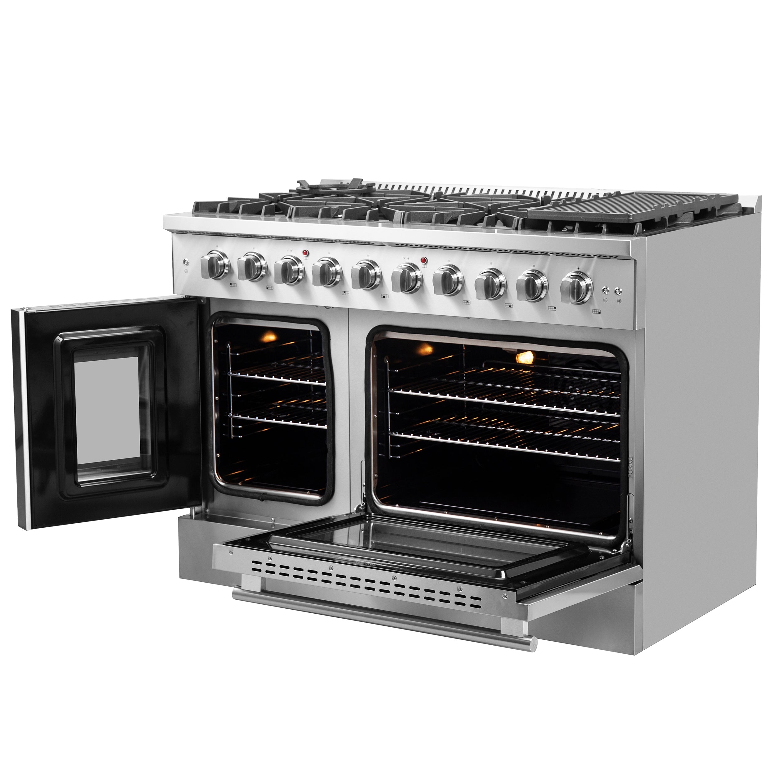 FORNO Galiano 48" 6.58 cu. ft. Freestanding Gas Range with French Door and 8 Burners