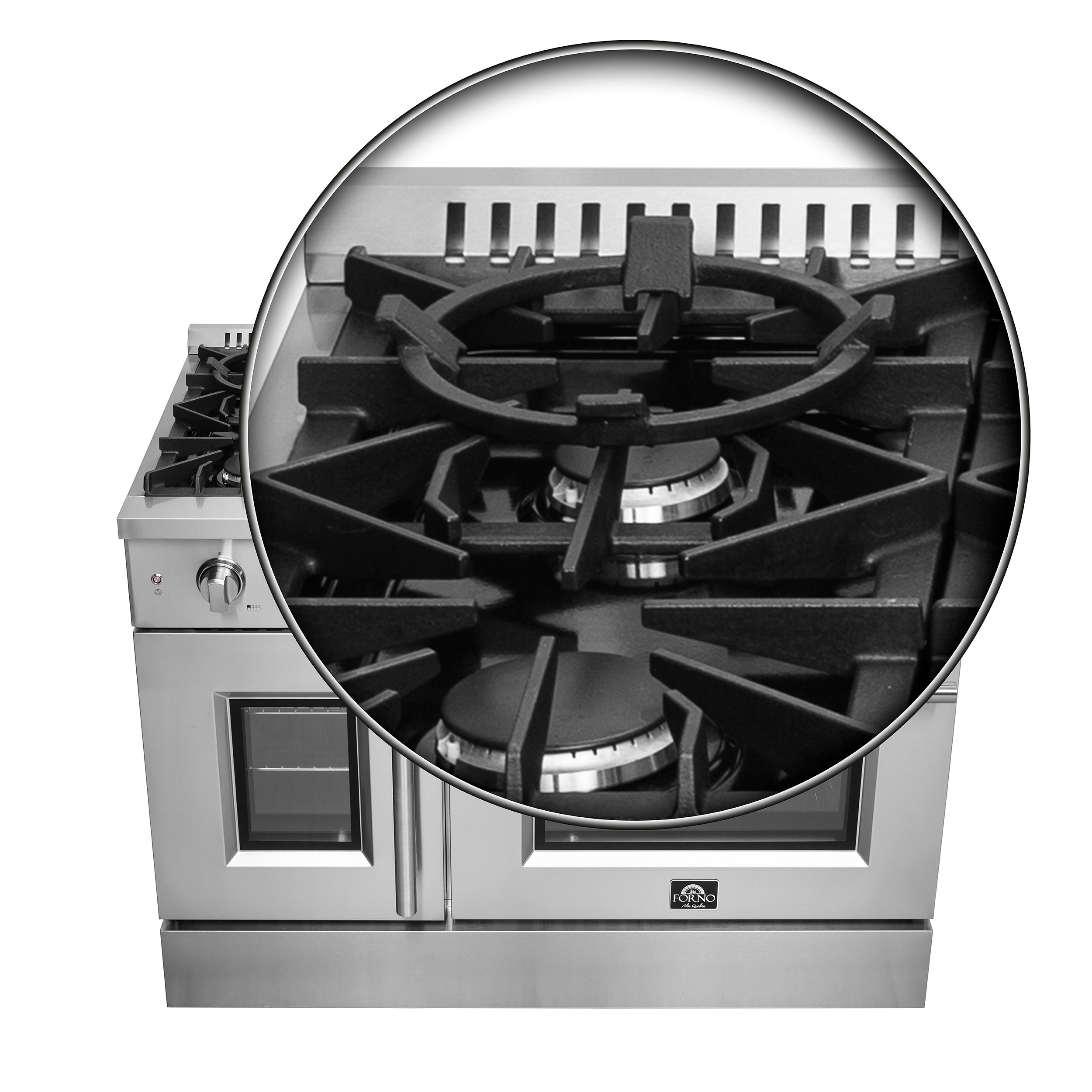 FORNO Galiano 48" 6.58 cu. ft. Freestanding Gas Range with French Door and 8 Burners