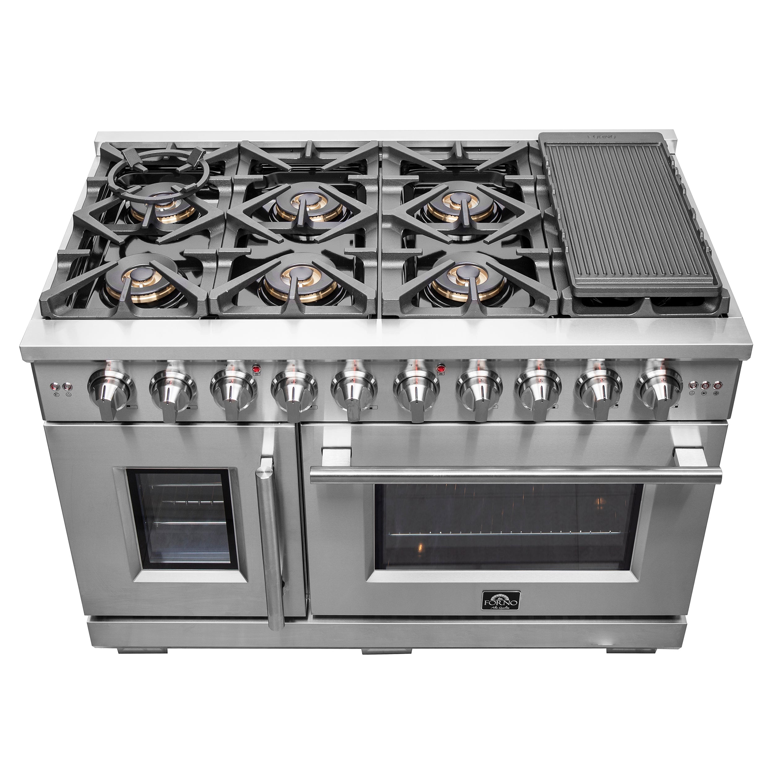 FORNO Capriasca 48" 6.58 cu. ft. Professional Gas Range with French Door and 8 Sealed Burners