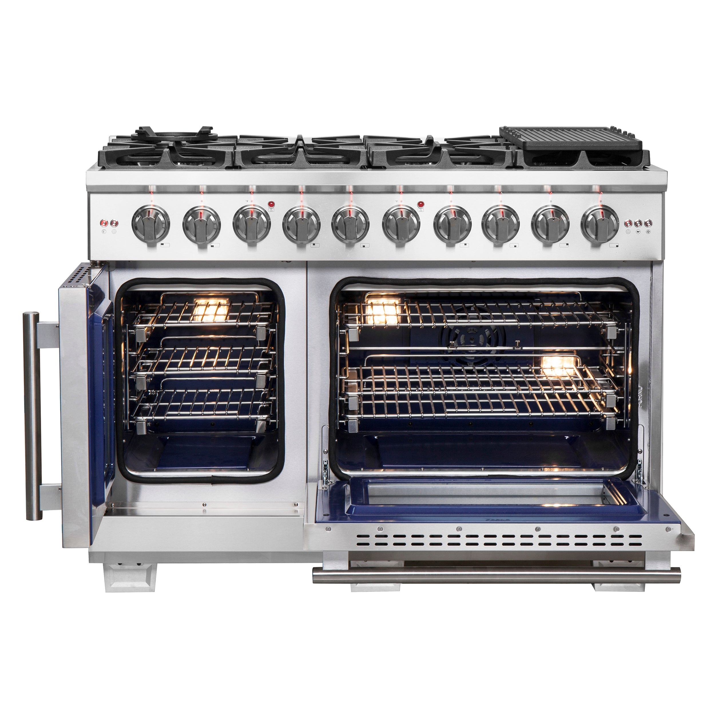 FORNO Capriasca 48" 6.58 cu. ft. Professional Gas Range with French Door and 8 Sealed Burners