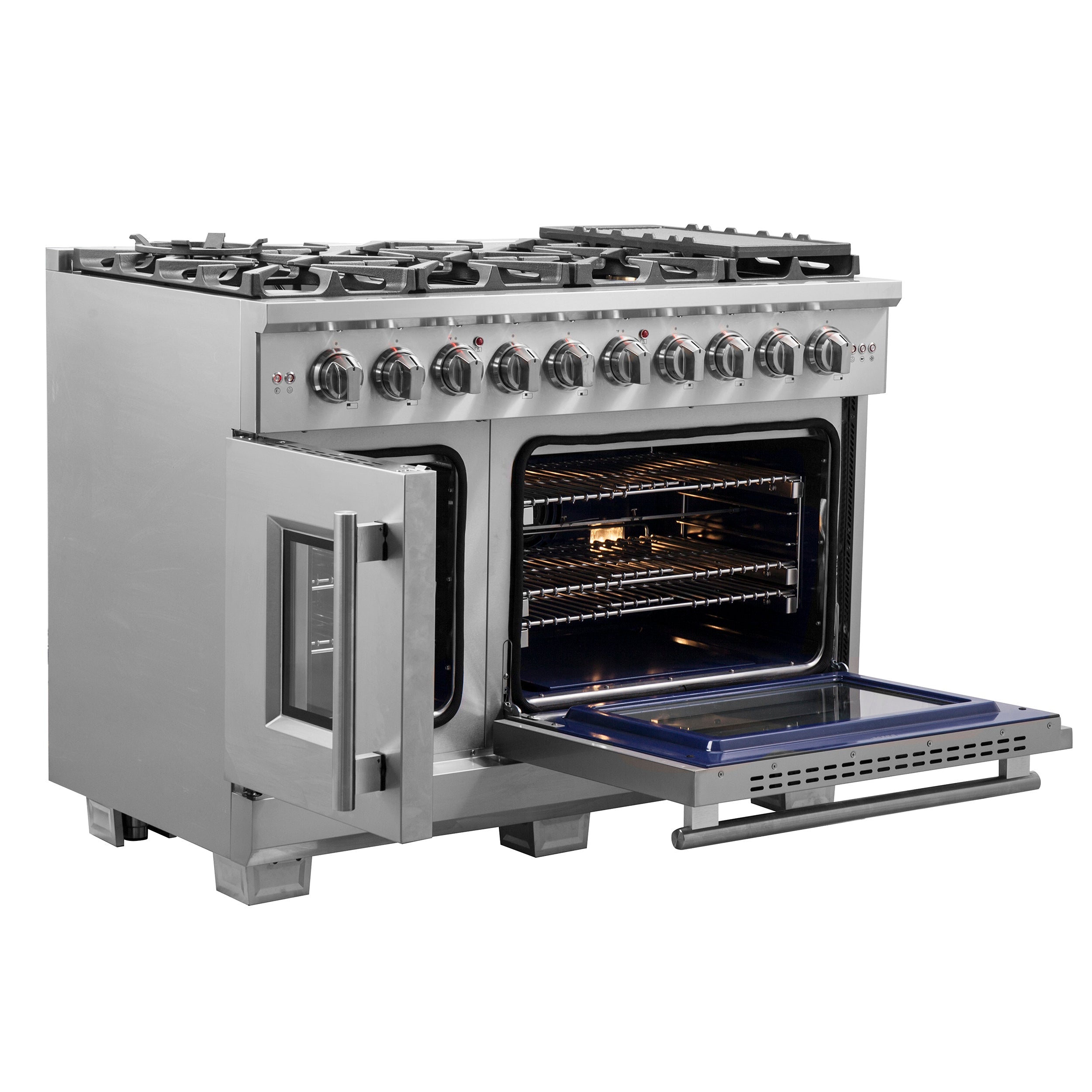 FORNO Capriasca 48" 6.58 cu. ft. Professional Gas Range with French Door and 8 Sealed Burners