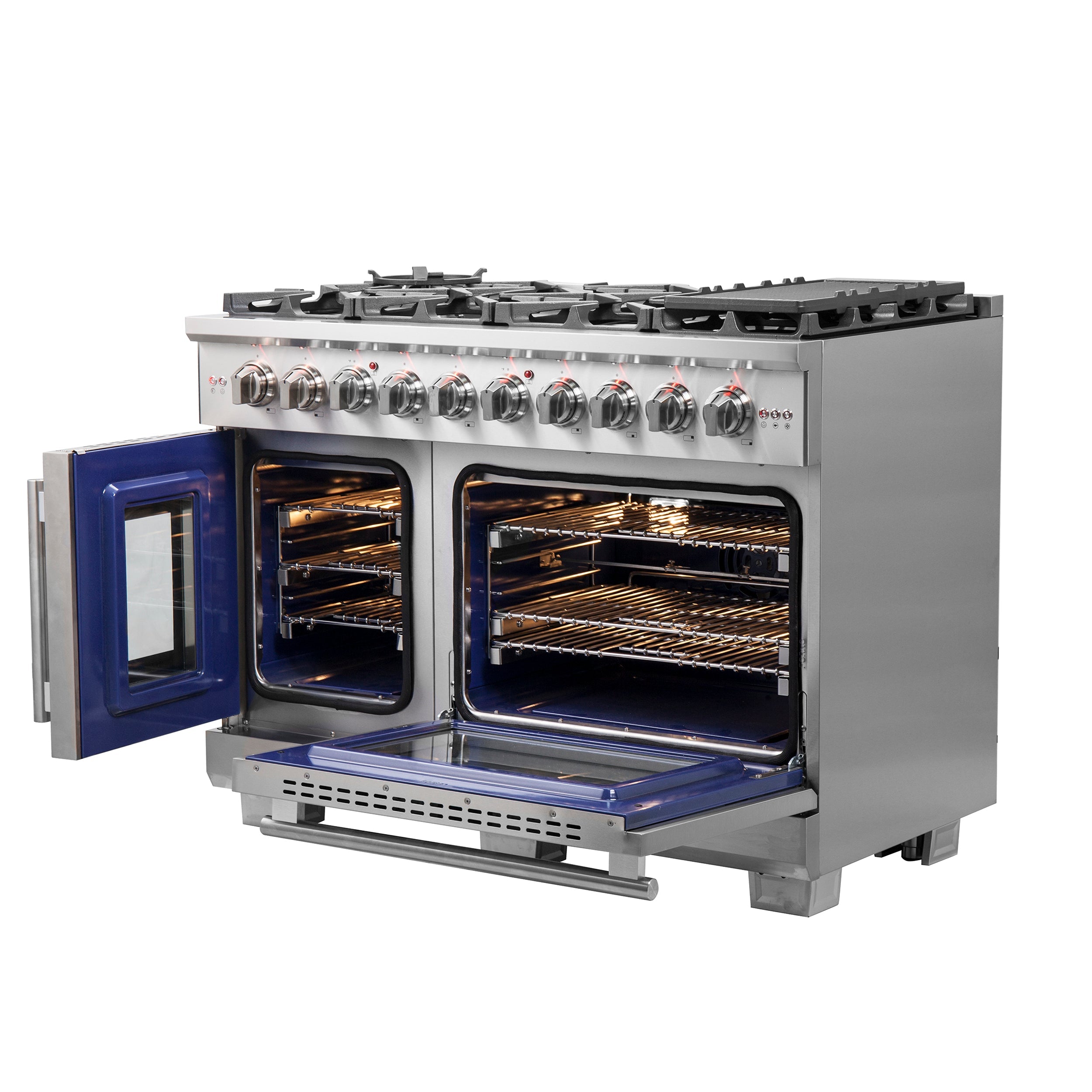 FORNO Capriasca 48" 6.58 cu. ft. Professional Gas Range with French Door and 8 Sealed Burners