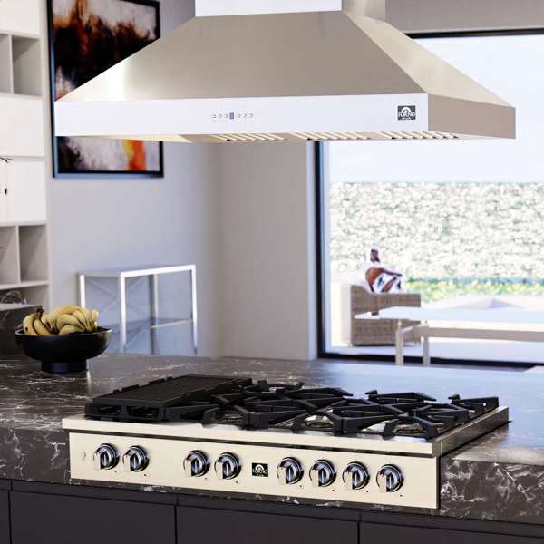 FORNO Coppito 48" 1,200 CFM Island Range Hood in Stainless Steel