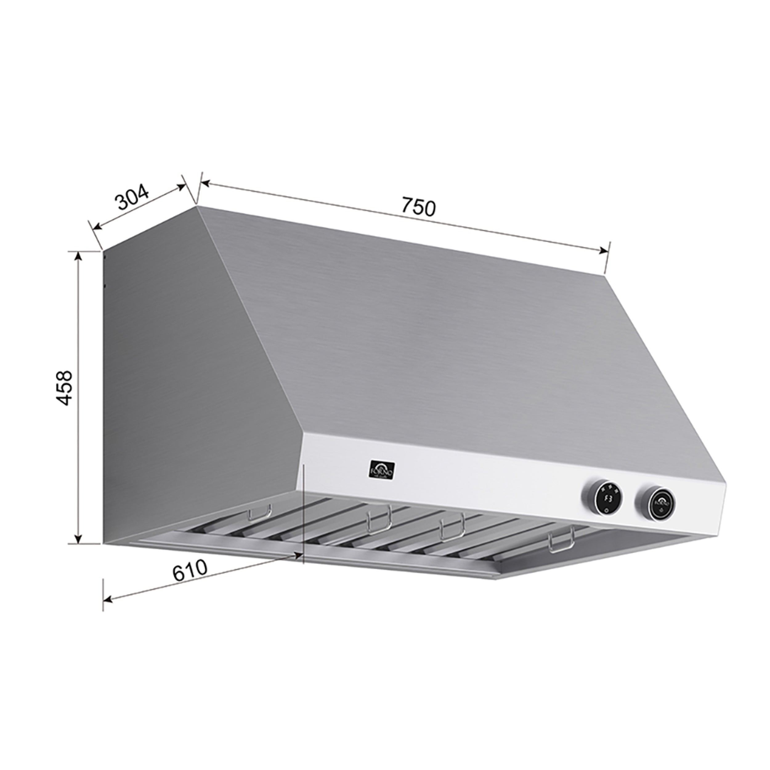 FORNO Biagio 30'' 600 CFM Wall Mount Range Hood in Stainless Steel