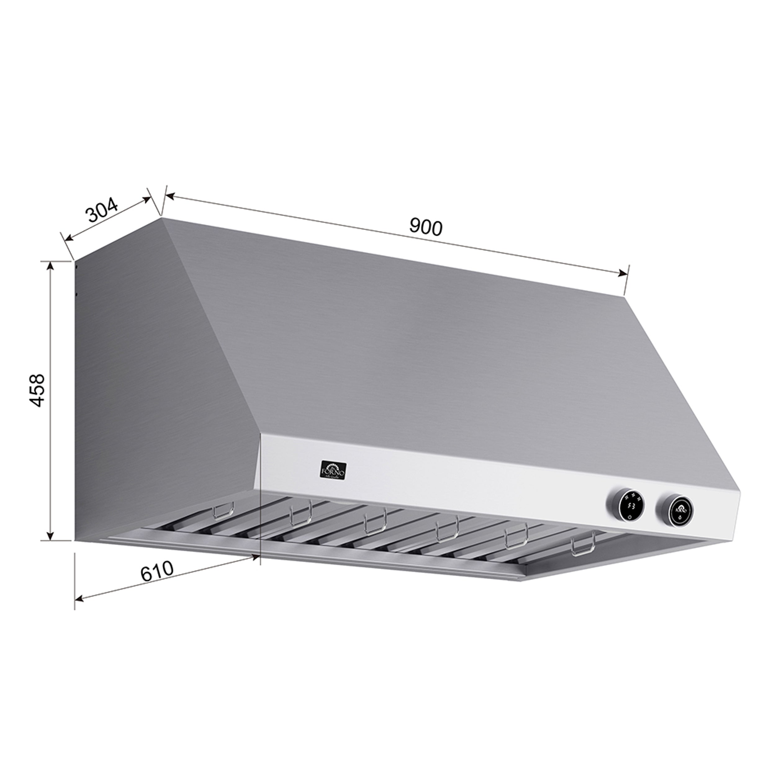 FORNO Biagio 36'' 600 CFM Wall Mount Range Hood in Stainless Steel