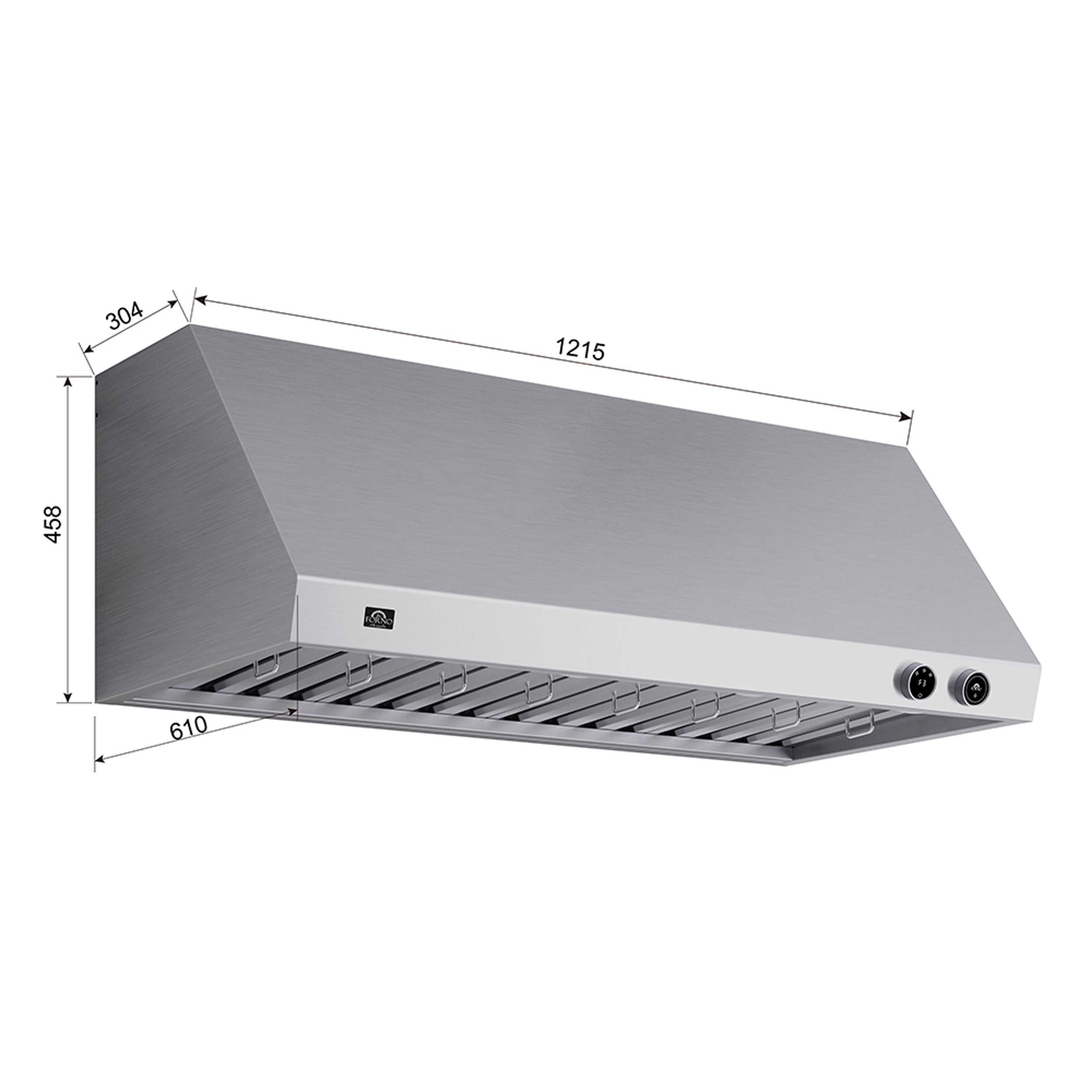 FORNO Biagio 48'' 1,200 CFM Wall Mount Range Hood in Stainless Steel