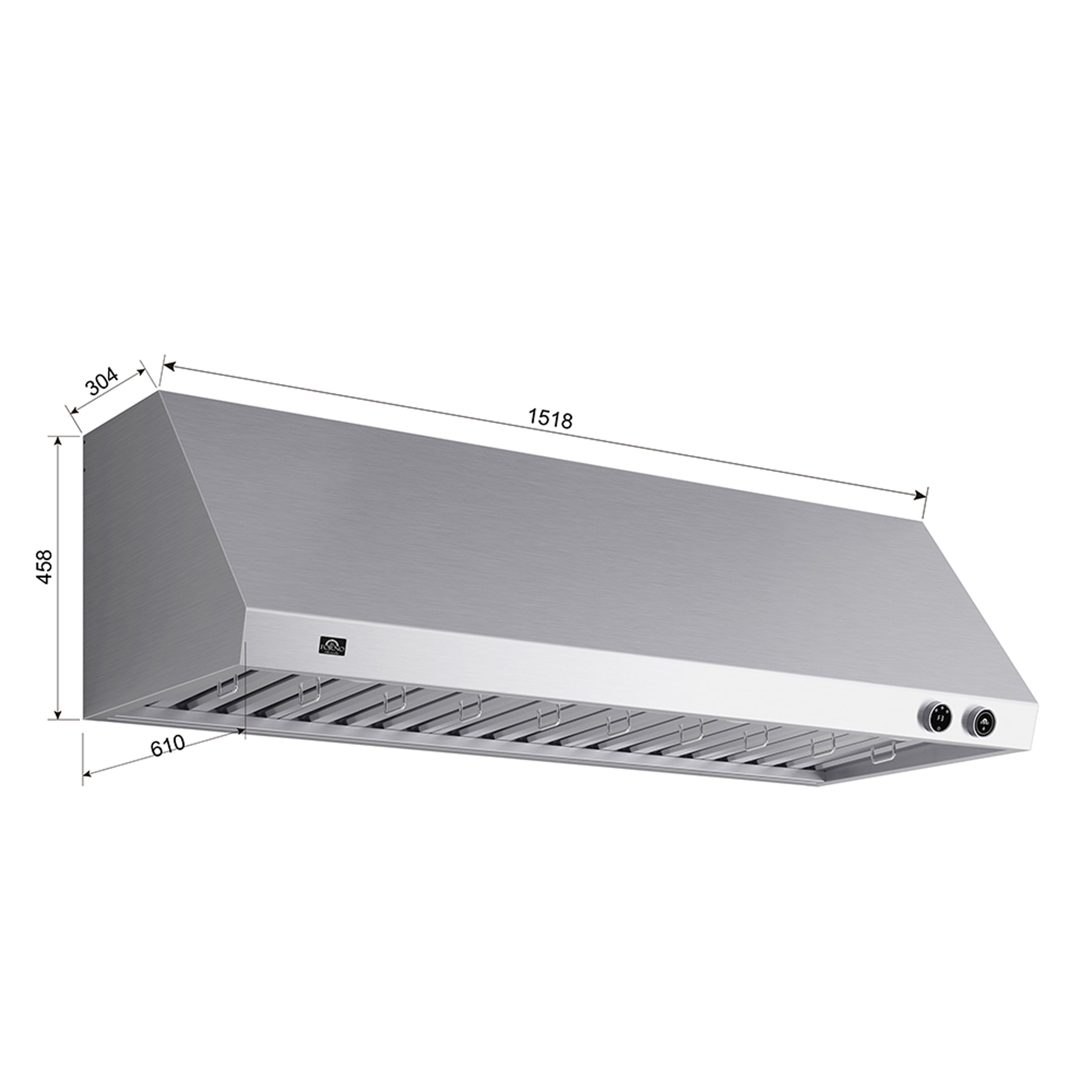 FORNO Biagio 60'' 1,200 CFM Wall Mount Range Hood in Stainless Steel