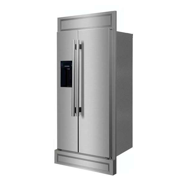 FORNO Salerno 40" 20 cu. ft. Side-by-Side Built-In Refrigerator with Water and Ice Dispenser and Modern Trim Kit,