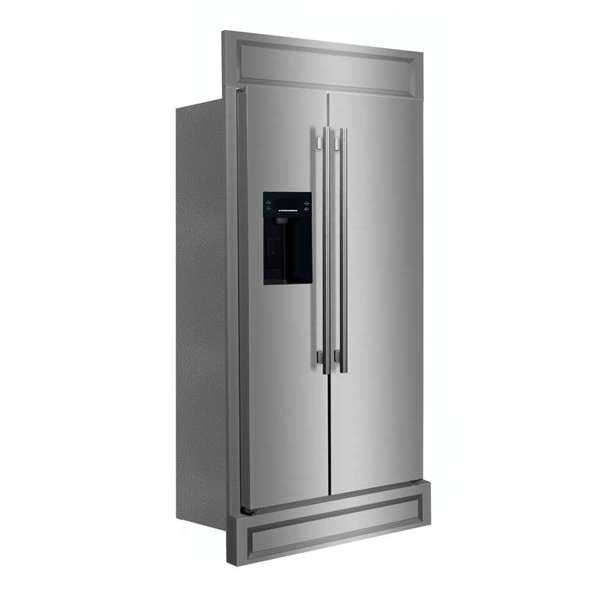 FORNO Salerno 40" 20 cu. ft. Side-by-Side Built-In Refrigerator with Water and Ice Dispenser and Modern Trim Kit,