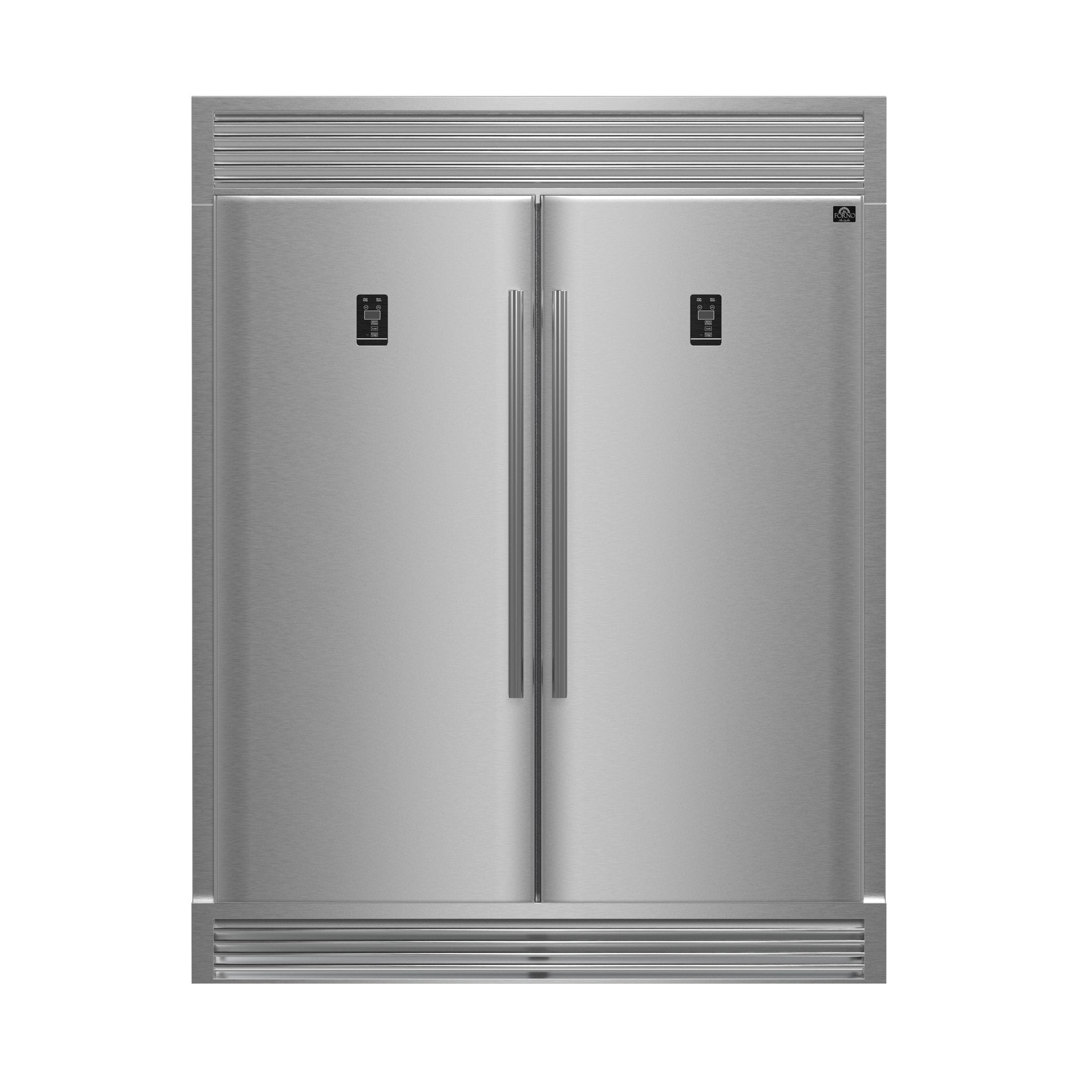 FORNO Rizzuto 60" 27.6 cu. ft. Refrigerator & Freezer in Stainless Steel with Grill Trim Kit