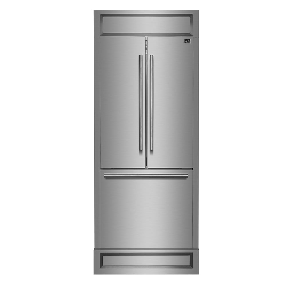 FORNO Gallipoli 35" 17.5 cu. ft. French Door Built-In Refrigerator in Stainless Steel with Ice Maker and Modern Trim Kit