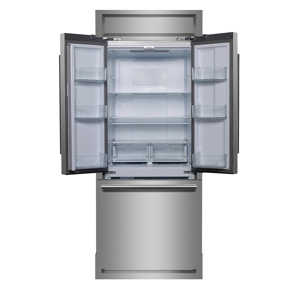 FORNO Gallipoli 35" 17.5 cu. ft. French Door Built-In Refrigerator in Stainless Steel with Ice Maker and Modern Trim Kit