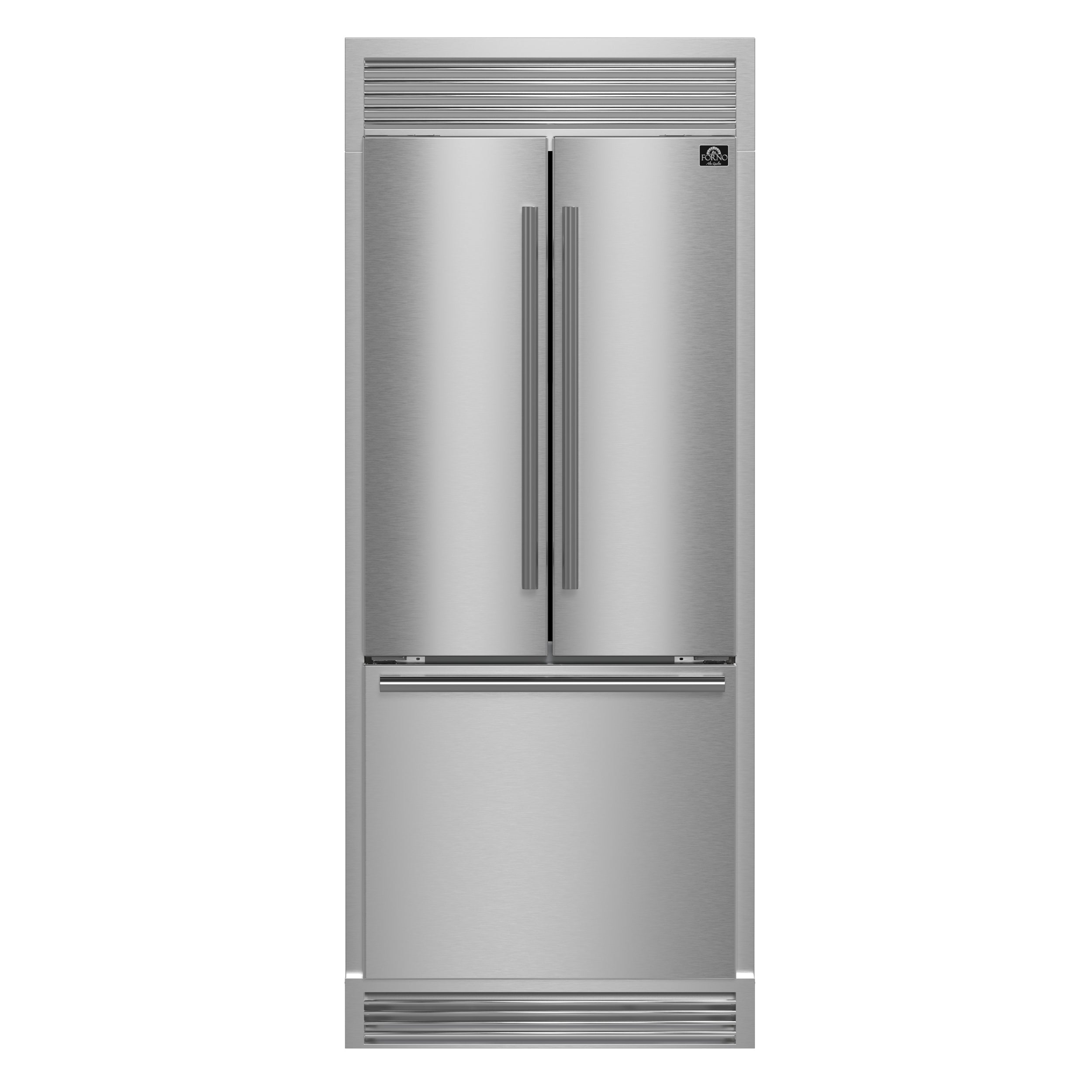 FORNO Gallipoli 35" 17.5 cu. ft. French Door Built-In Refrigerator in Stainless Steel with Ice Maker and Grill Trim Kit