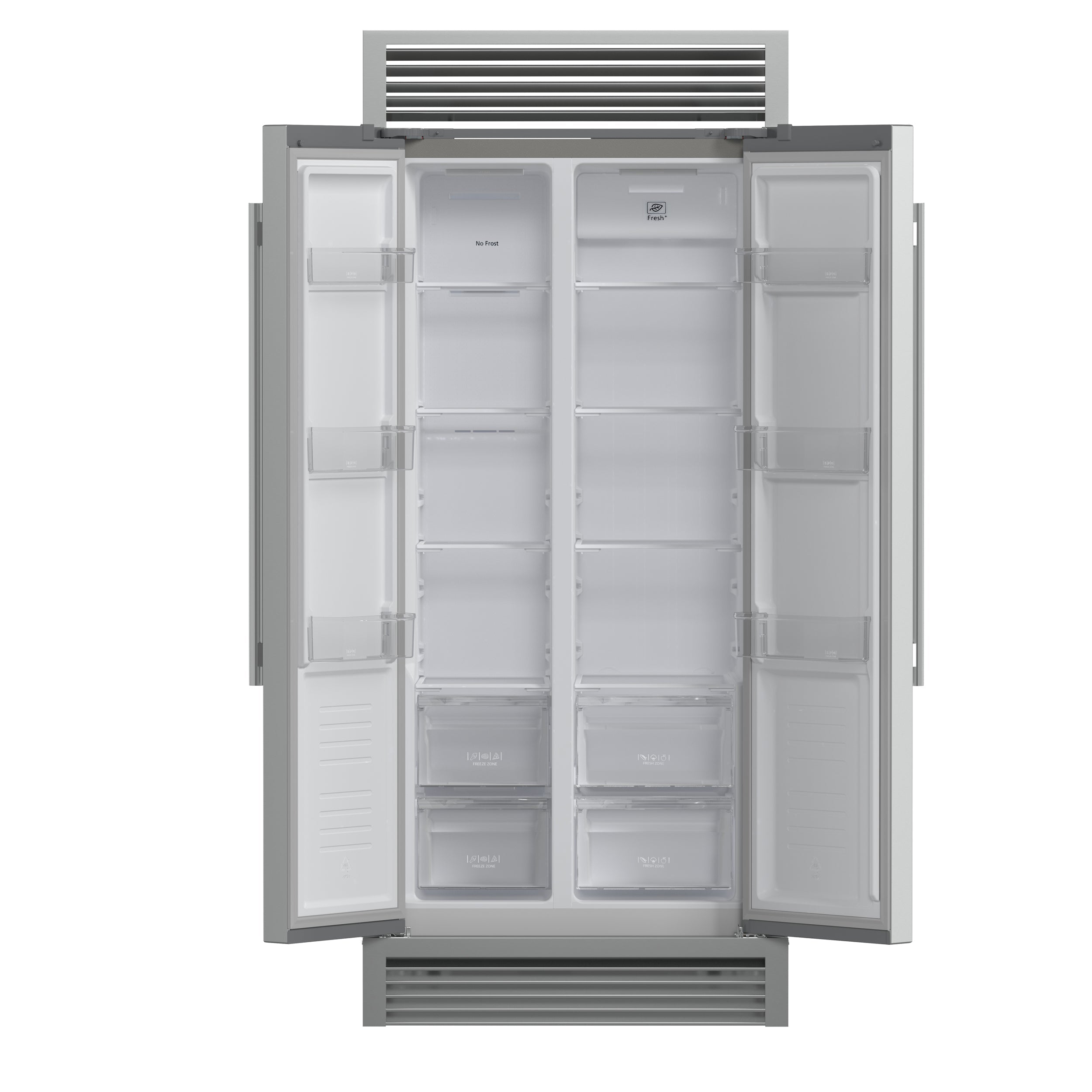 FORNO Salerno 37" 15.6 cu. ft. Side-by-Side Built-In Refrigerator in Stainless Steel and Grill Trim Kit