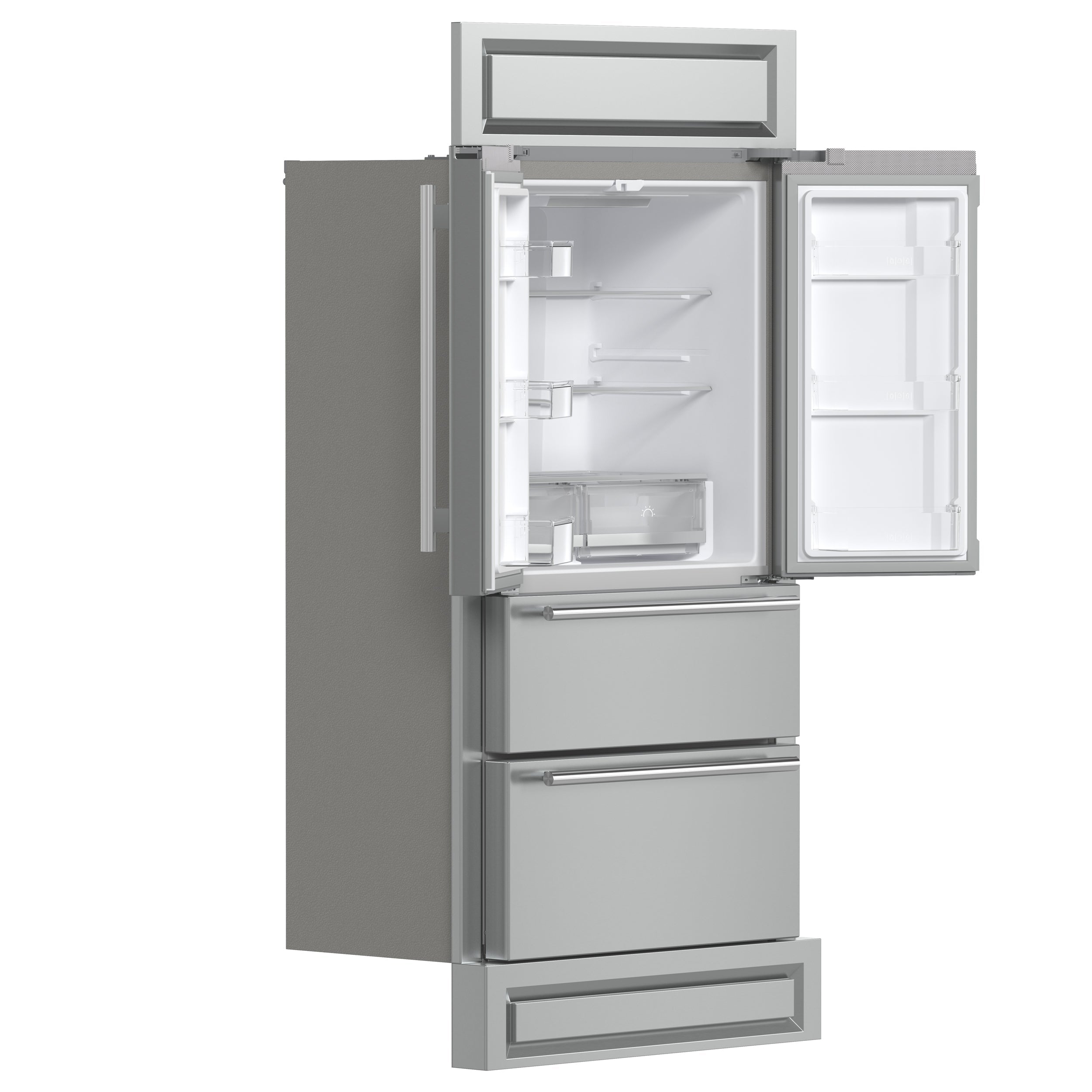 FORNO Moena 40" 19.2 cu. ft. French Door Built-In Refrigerator in Stainless Steel with Ice Maker and Modern Trim Kit