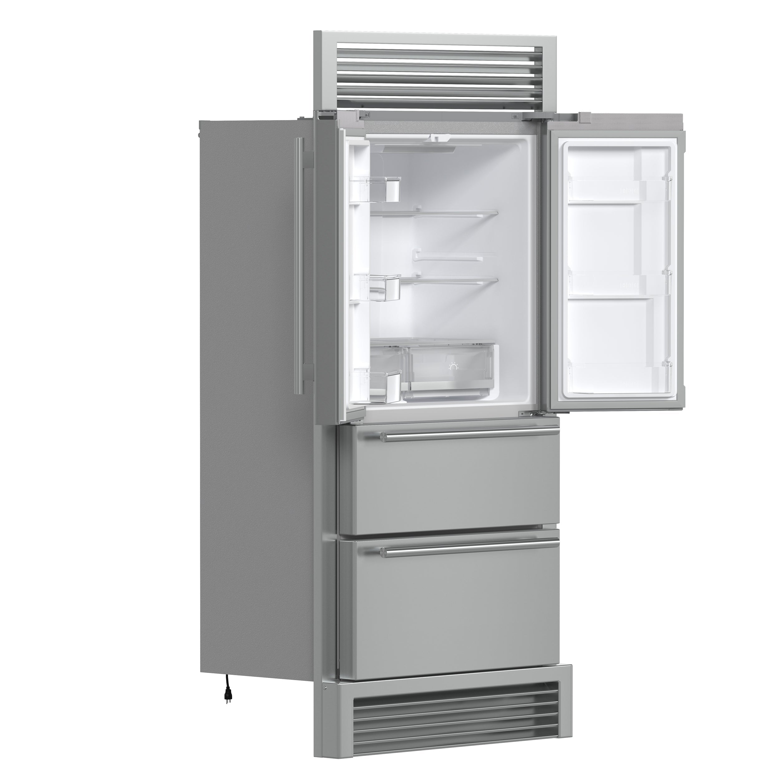 FORNO Moena 40" 19.2 cu. ft. French Door Built-In Refrigerator in Stainless Steel with Ice Maker and Grill Trim Kit