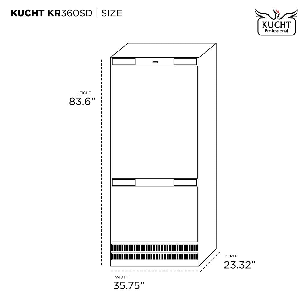 Kucht 36 Inch Built-in - Panel Ready Refrigerator - Counter Depth