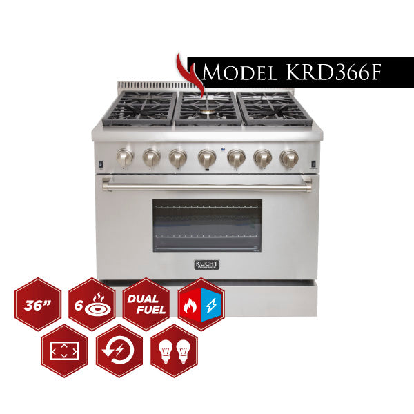 Kucht 36″ Freestanding Dual-Fuel Range