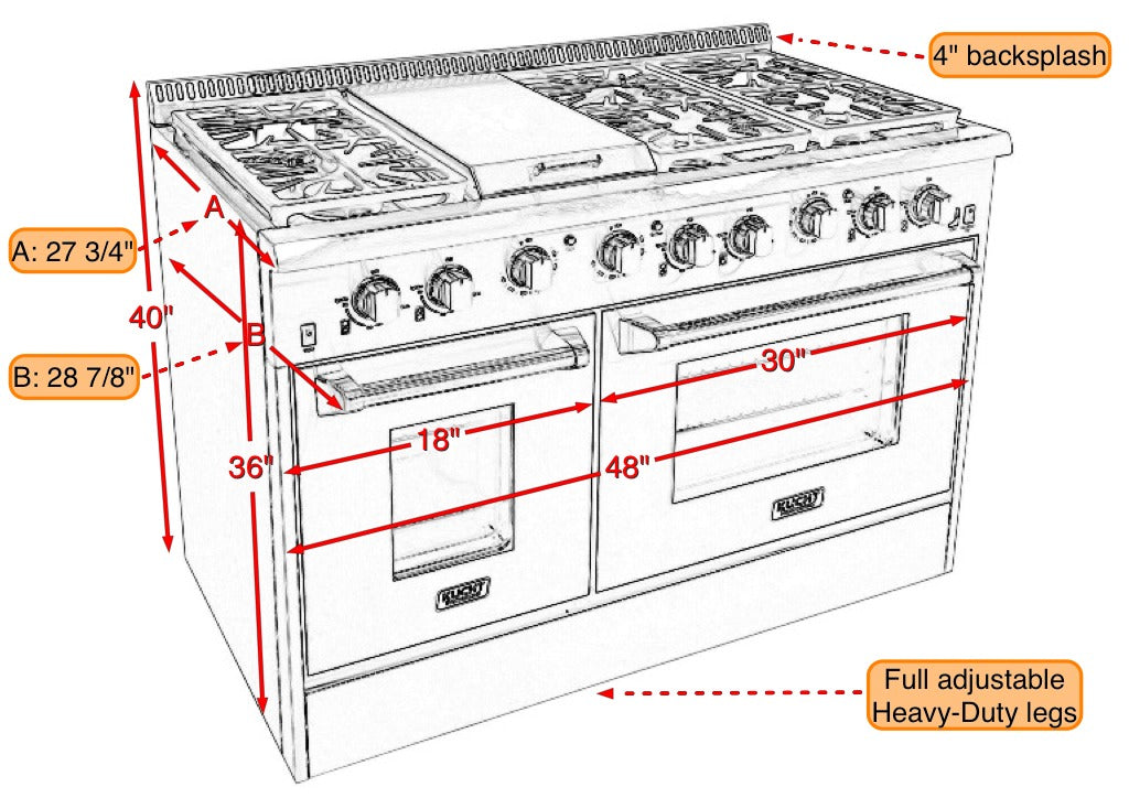 Kucht 48″ Freestanding Dual-Fuel Range