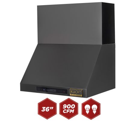 Kucht Professional Gemstone Wall Mount Range Hood in Titanium Stainless Steel