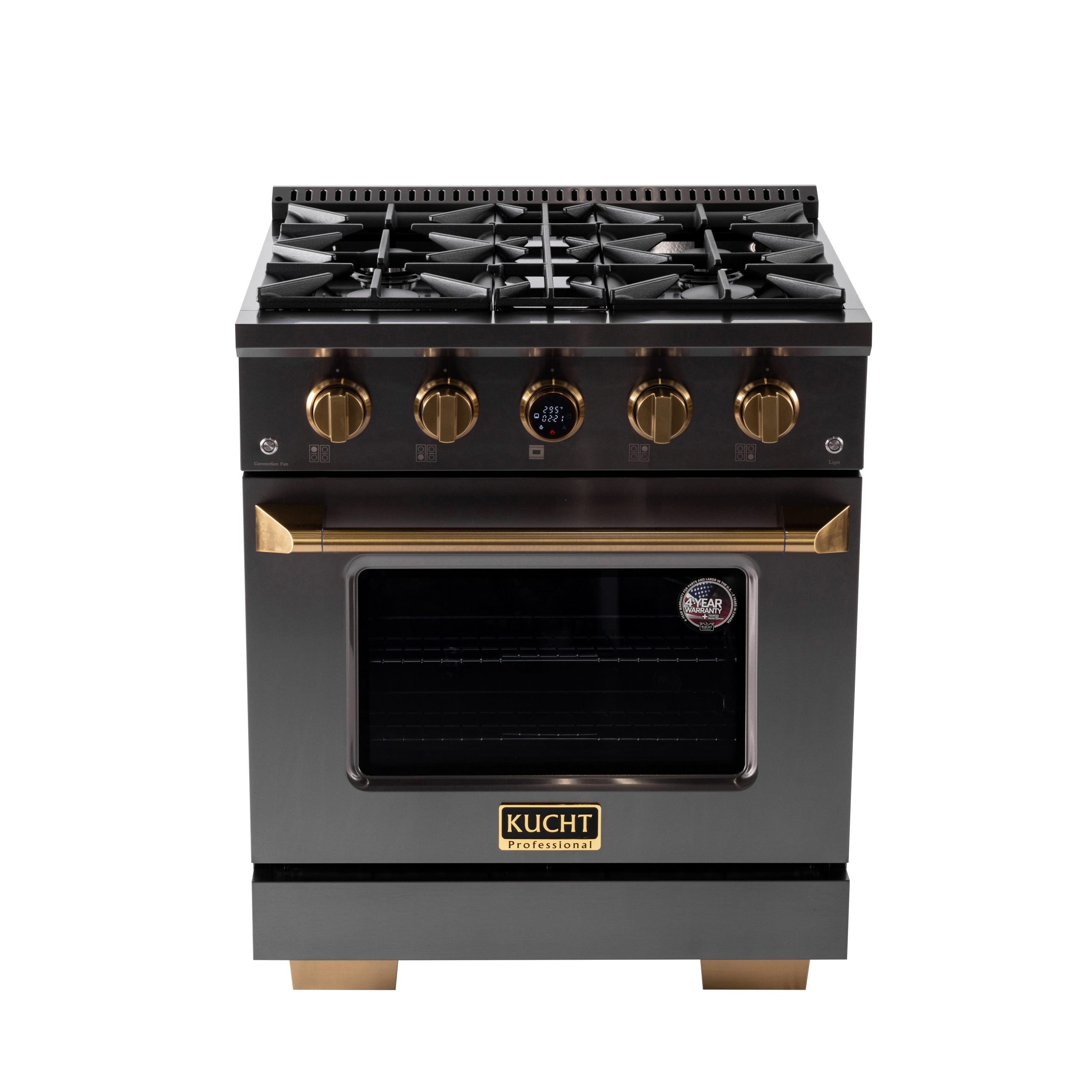 Kucht 30" 4.2 cu. ft. 4 Burner Dual Fuel Range with Digital Thermostat