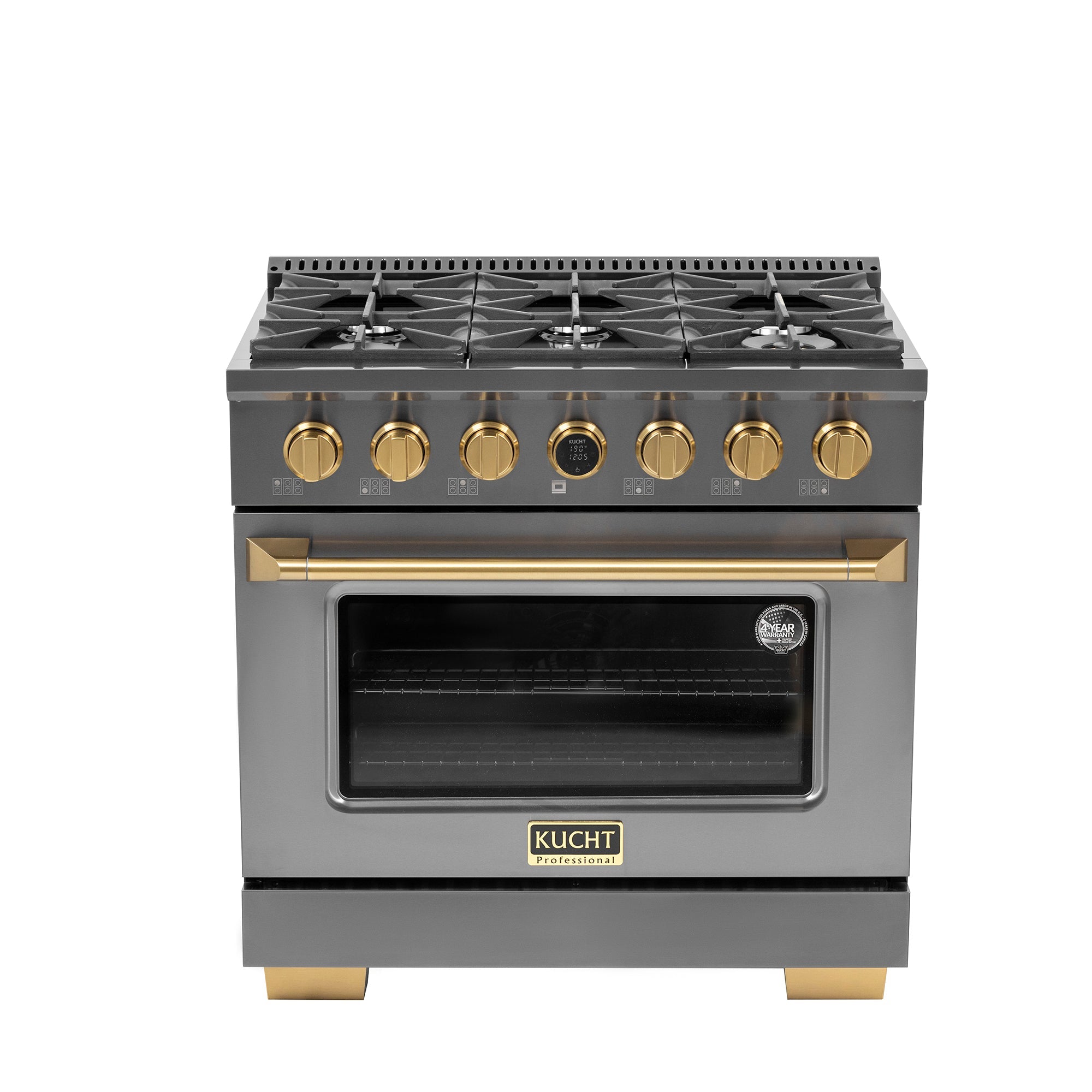 Kucht 36" 5.2 cu. ft. 6 Burner Dual Fuel Range in with Digital Thermostat