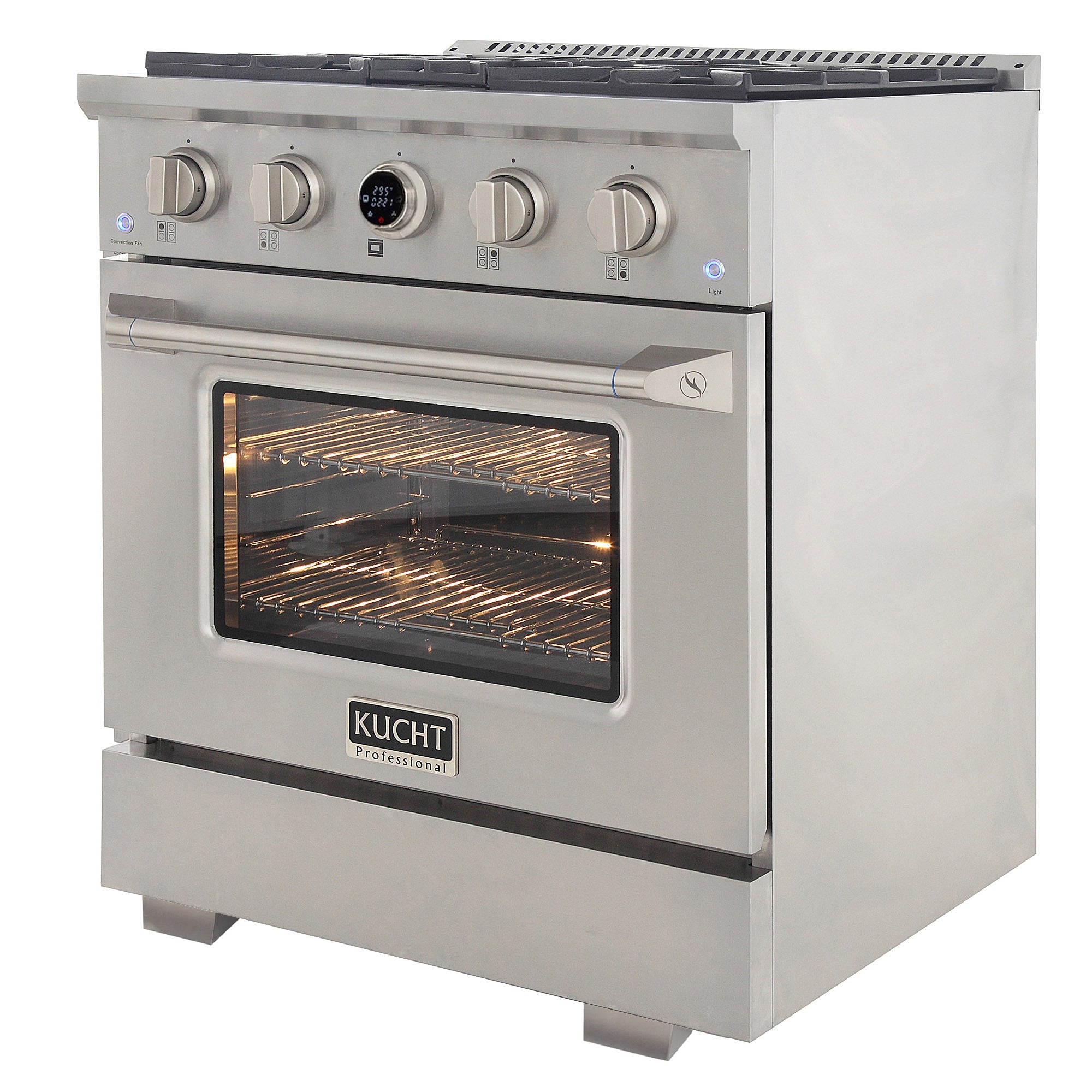 Kucht 30" 4.2 cu. ft. 4 Burner Dual Fuel Range with Digital Thermostat