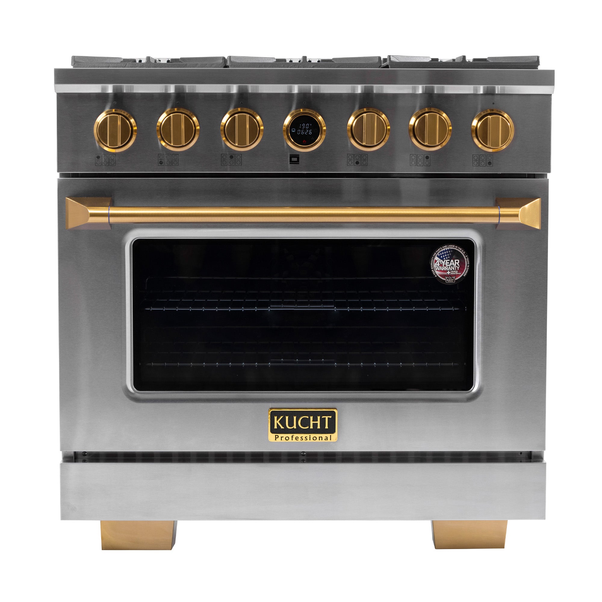 Kucht 36" 5.2 cu. ft. 6 Burner Dual Fuel Range in with Digital Thermostat