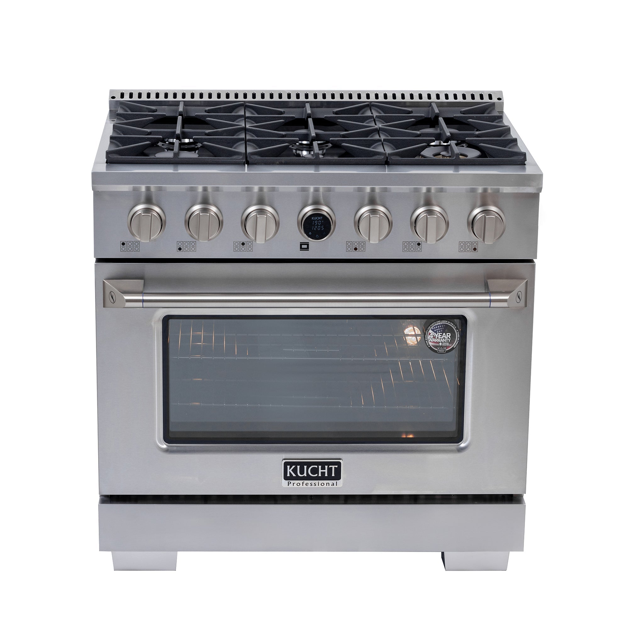 Kucht 36" 5.2 cu. ft. 6 Burner Dual Fuel Range in with Digital Thermostat