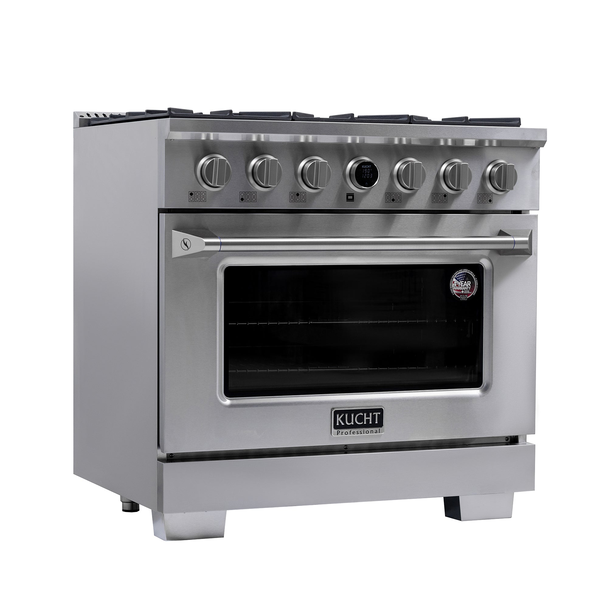 Kucht 36" 5.2 cu. ft. 6 Burner Dual Fuel Range in with Digital Thermostat